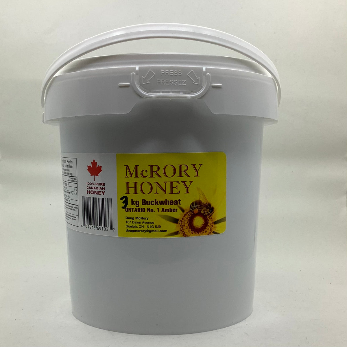 McRory Buckwheat Honey Jars + Bulk Pails Ontario Honey House