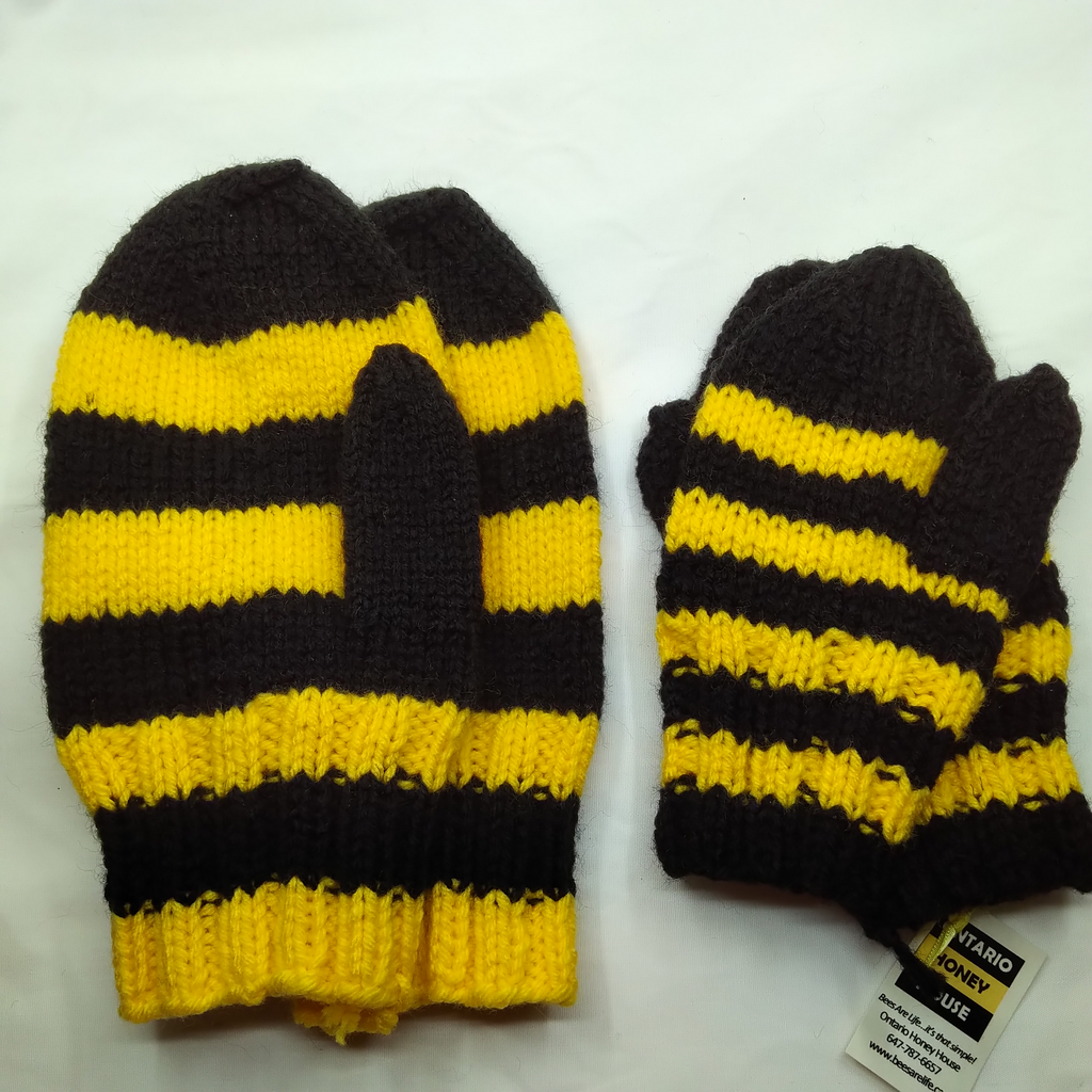 Knit wear - Bee-striped Mittens Adults Large