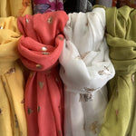 Scarf -  Ladies Scarf White with Rose Gold Bees