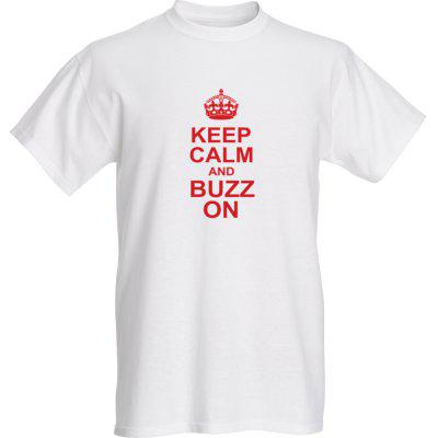 T-shirt - Keep Calm and Buzz On - White Large