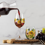 Glassware - Sunflowers & Bees - Stemless Wine Glass