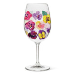 Glassware - Pansies - Stemmed Wine Glass
