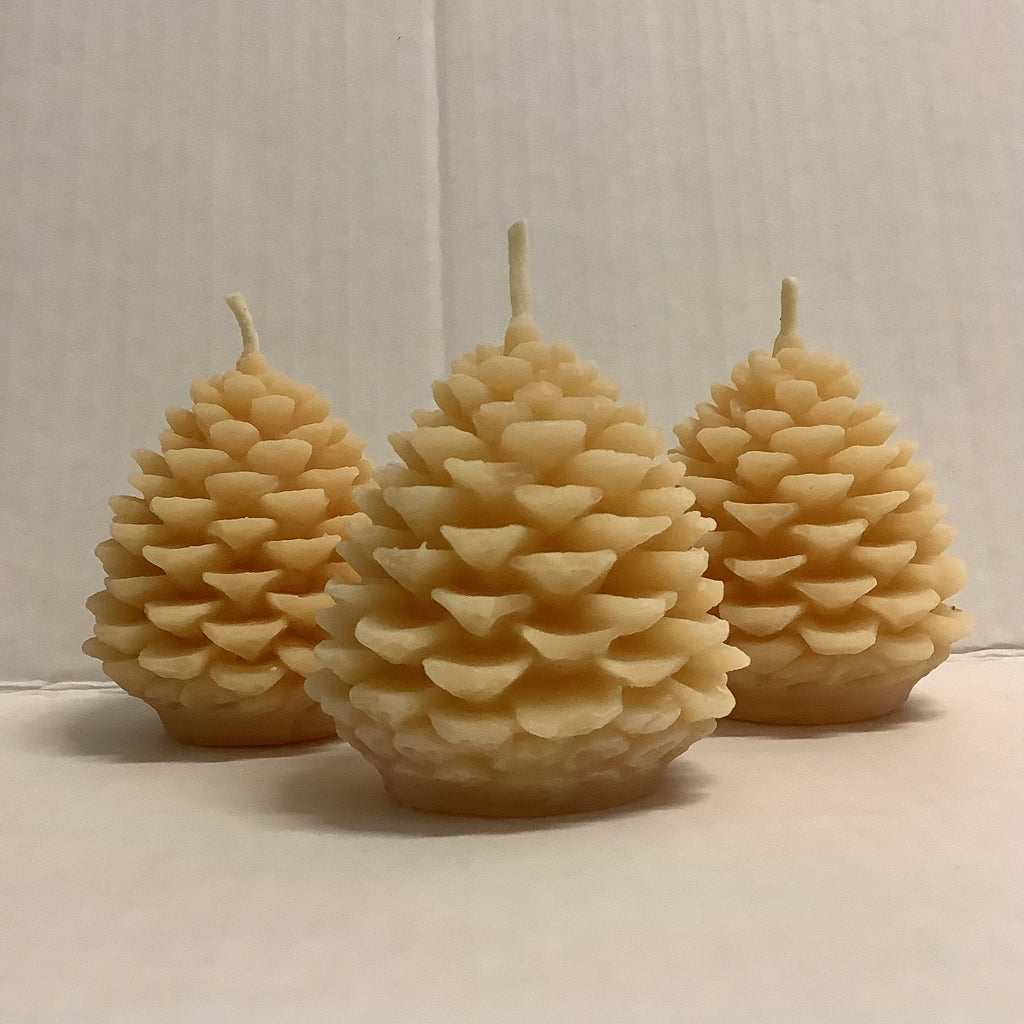 Beeswax Candle - Medium Pinecone - 3 for $24