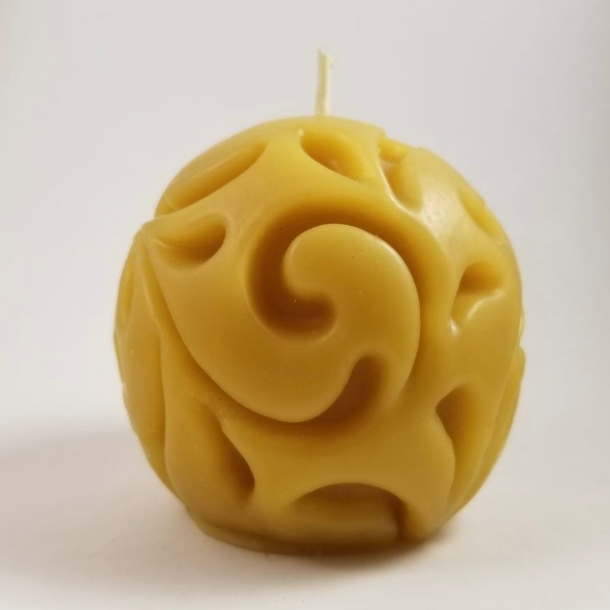 Beeswax Candle - Round Carved Ball