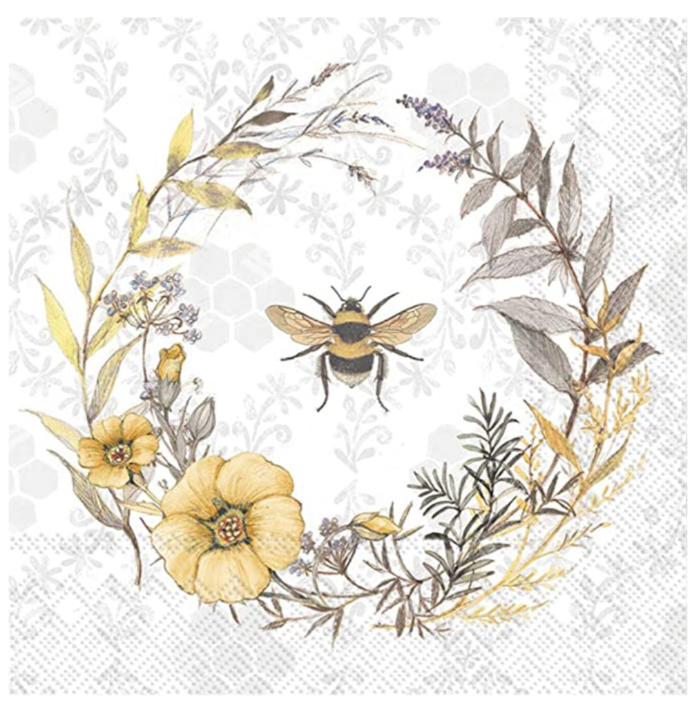 Napkins - Bee Wildflower Wreath