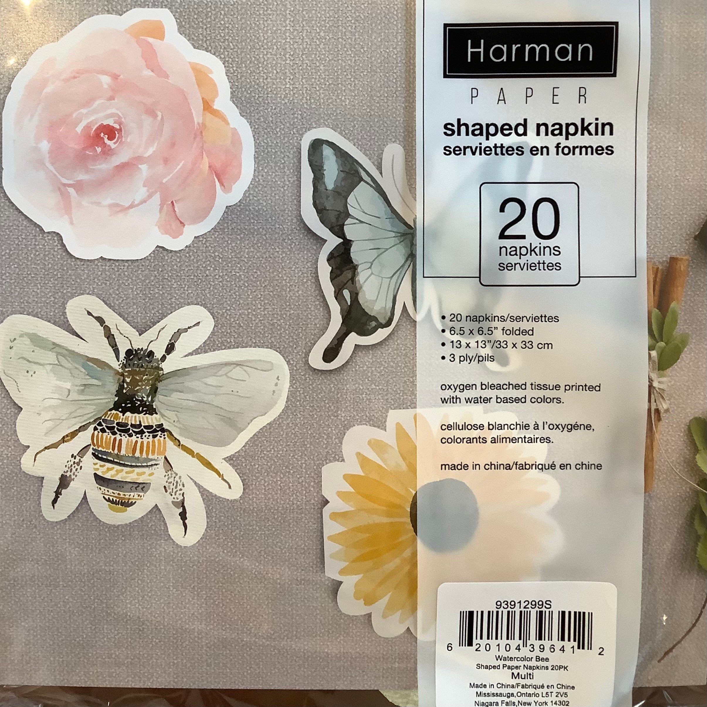Napkins - Watercolour Bee - Shaped