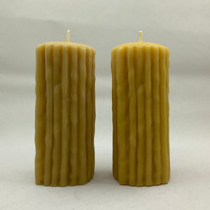 Beeswax Candle - Drizzle Pillar 5.5"... by the Pair