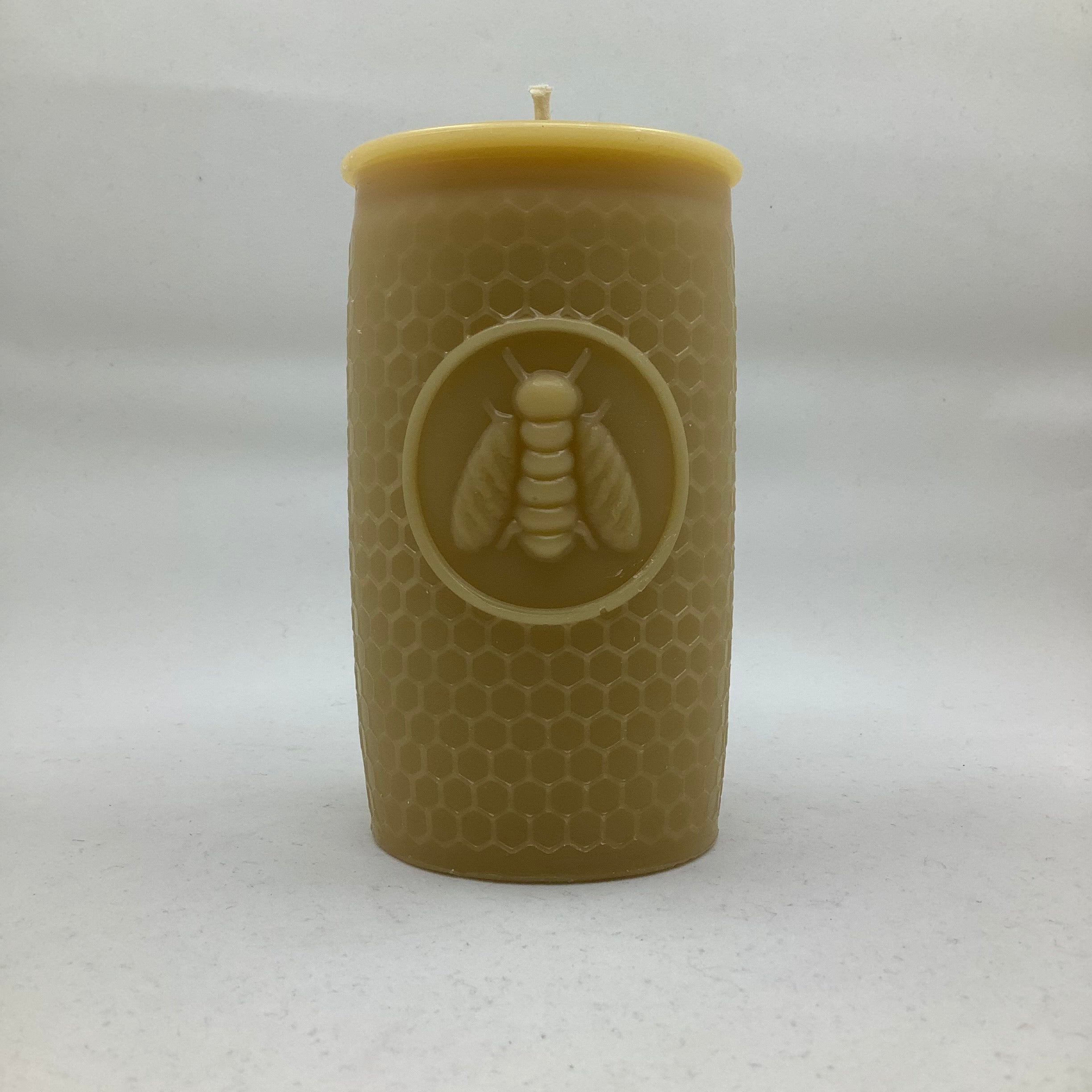 Beeswax Candle - Bee Glass Pillar