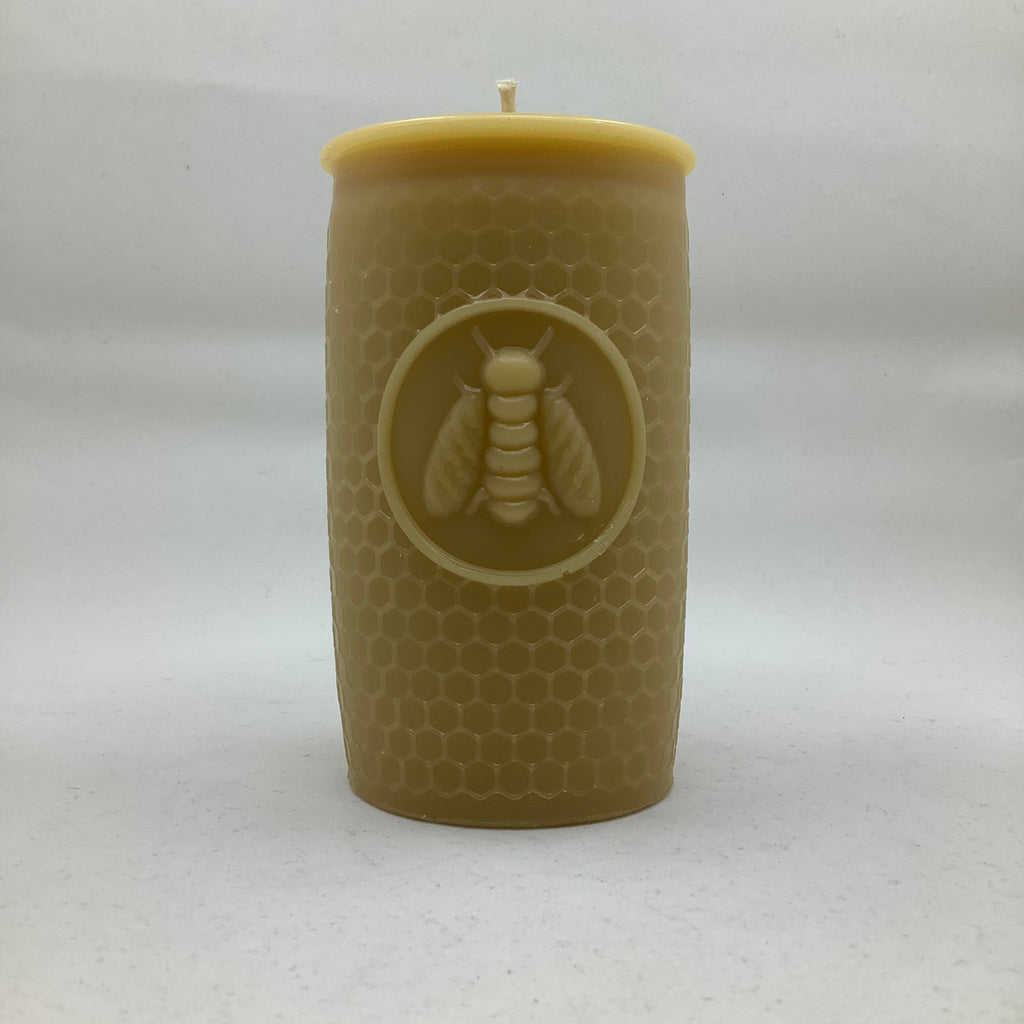 Beeswax Candle - Bee Glass Pillar