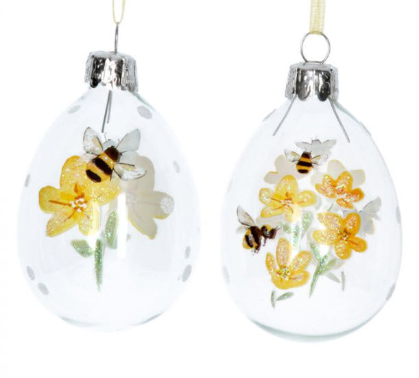 Ornament - Glass Teardrop with Bee