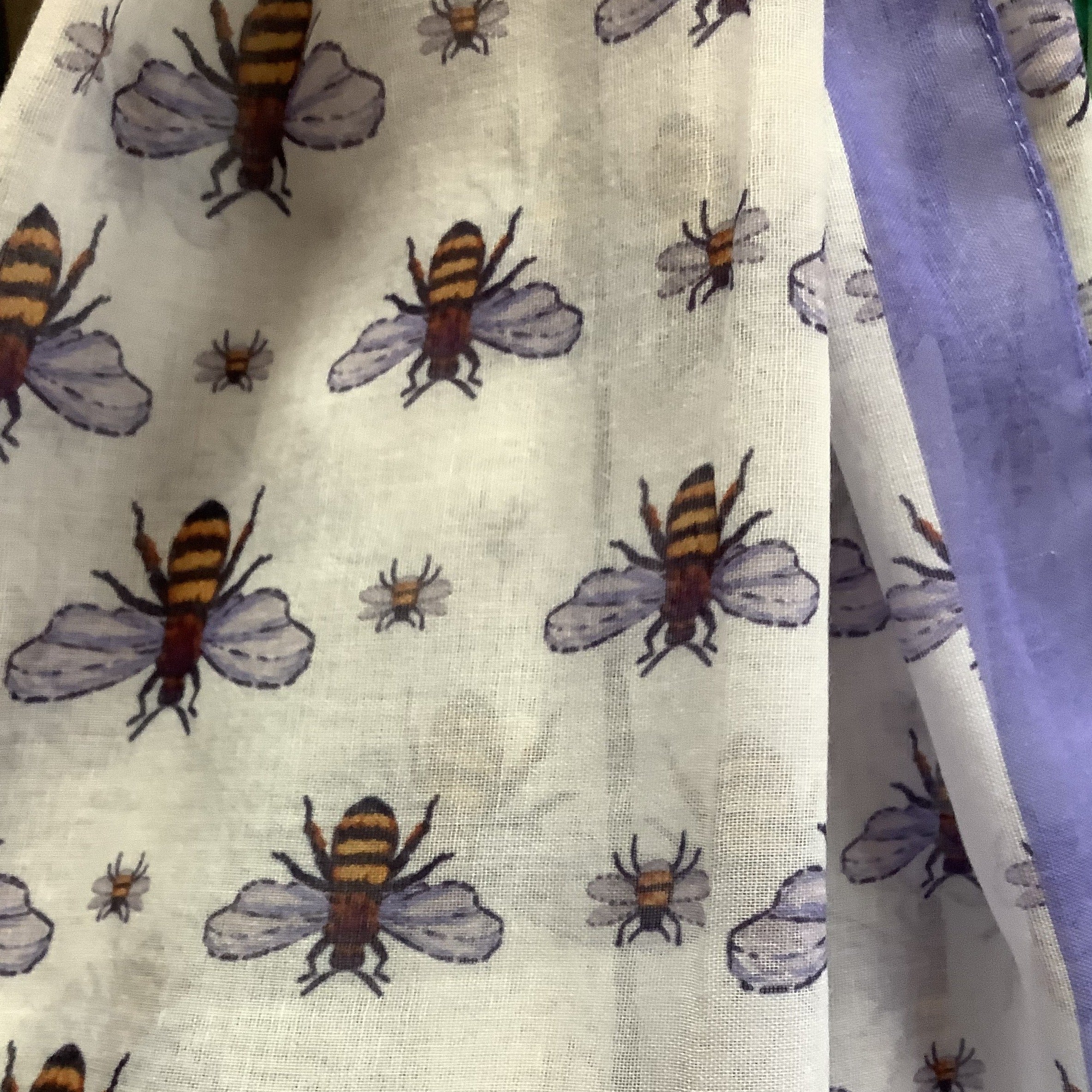 Scarf -  Ladies Scarf with Bees Grey Border
